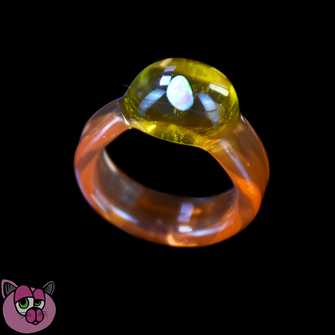 Busha Glass Ring with Opal - Size 6.25
