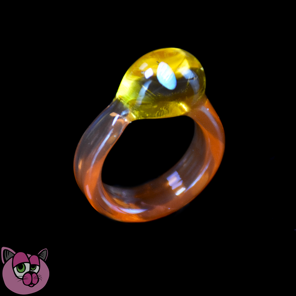 Busha Glass Ring with Opal - Size 6.25