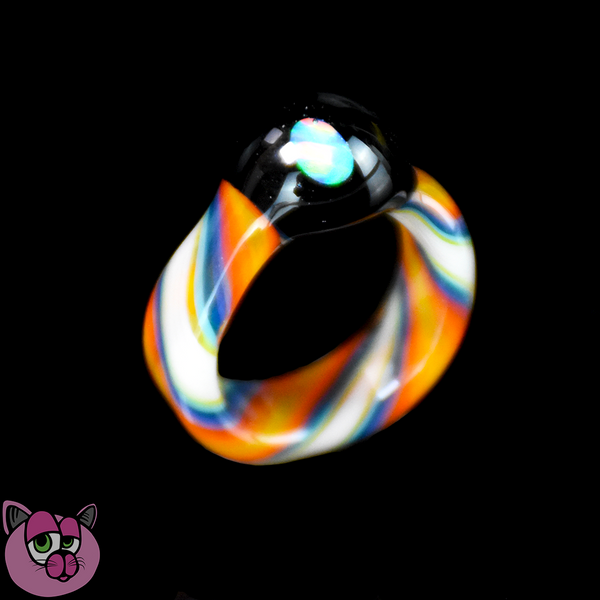 Busha Glass Ring with Opal - Size 5