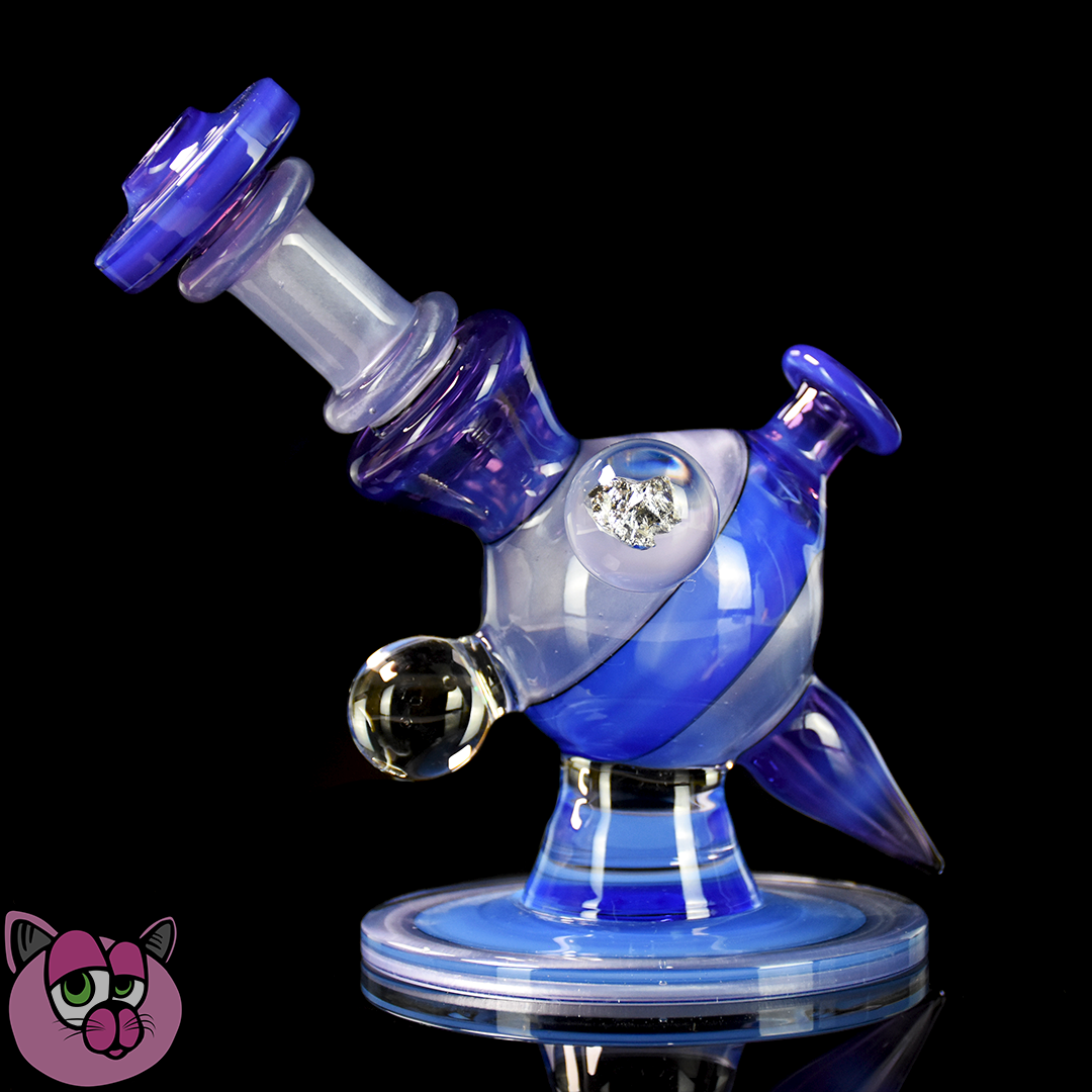 Cajun Glass Designs Heliosphere - Blue Satin x Heisenberg / Opal Skyline & Empire