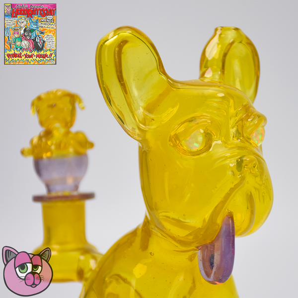 Swanny Glass Tongue Out Frenchie with Spinner Cap