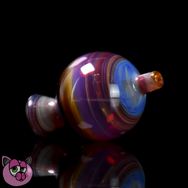 Black Drink Glass Bubble Cap - Double Amber Purple