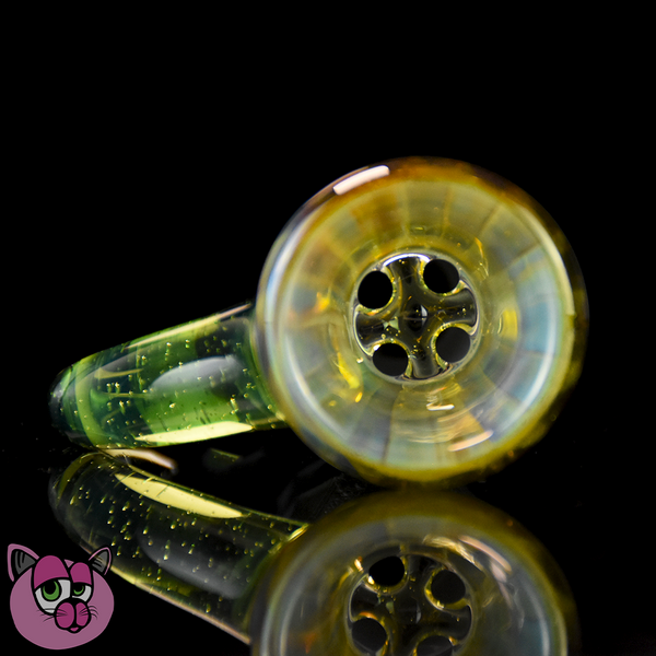Welch Glass 4-Hole Slide - Mystery Adventurine/UV Lime 18mm (UV)
